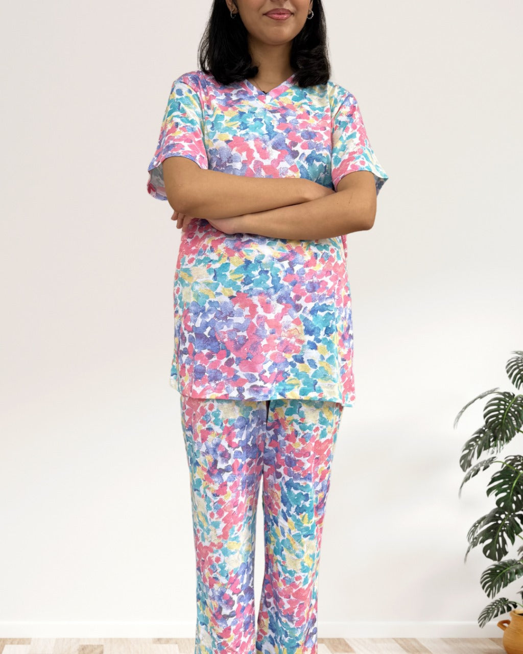Women’s Cotton Loungewear Set Pakistan – Vibrant Tie‑Dye T‑Shirt + Pajama for Summer Comfort