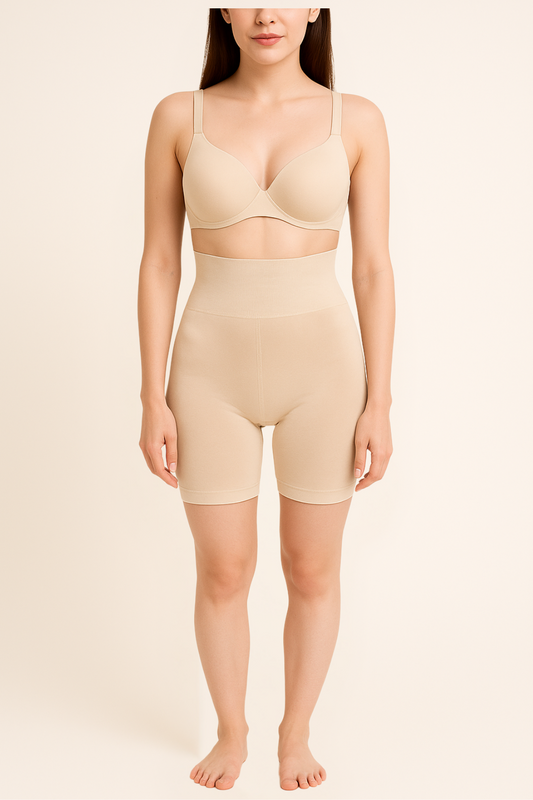 High-Waist Tummy & Thigh Control Shapewear for Women – Seamless Slimming Body Shaper Shorts (Skin Color, Pakistan)