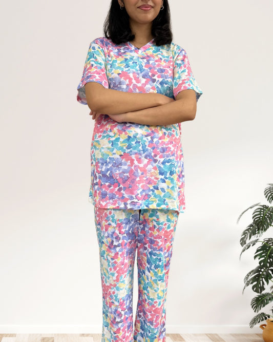 Women’s Cotton Loungewear Set Pakistan – Vibrant Tie‑Dye T‑Shirt + Pajama for Summer Comfort